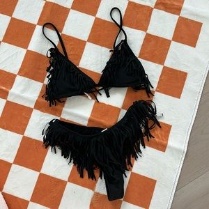Black fringe bikini